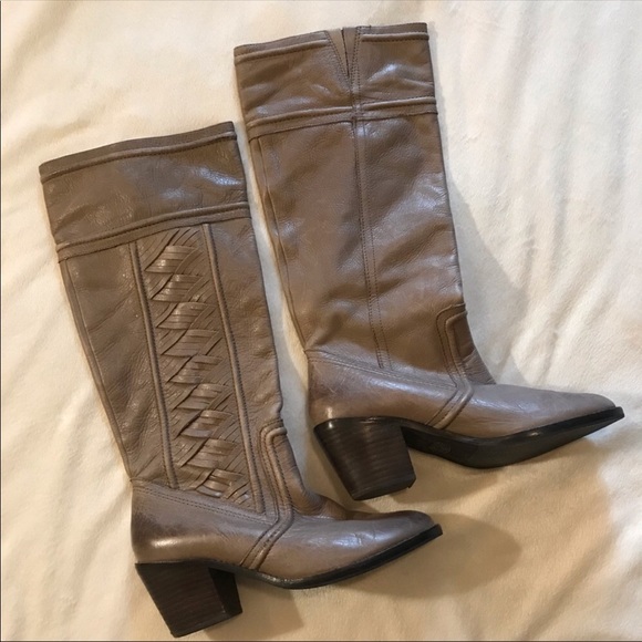 Fossil Shoes - Fossil | Tall leather boots stacked heel size 8